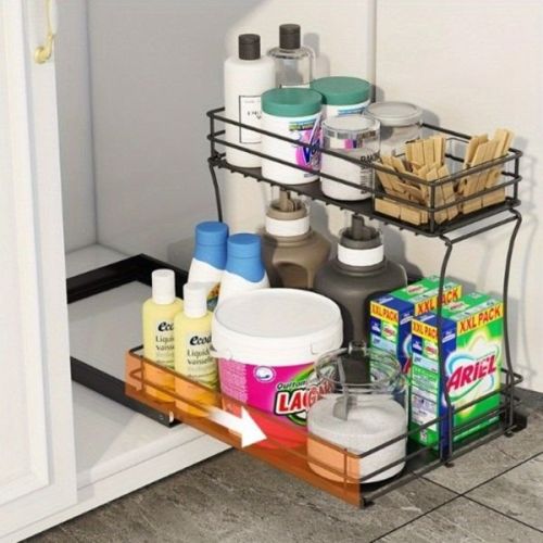 Two-layer sink organizer, pull out cabinet organizer Two-layer slide out of the sink cabinet organizer, kitchen bathroom cabinet sink organizer below Two-layer sink organizer, pull out cabinet organizer Two-layer slide out of the sink cabinet organizer, kitchen bathroom cabinet sink organizer below
