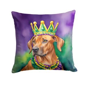 Rhodesian Ridgeback King of Mardi Gras Throw Pillow Machine Washable, Indoor Outdoor Decorative Pillow for Couch, Bed or Patio, 18Hx18W