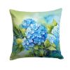 Hydrangeas in Watercolor Throw Pillow Machine Washable, Indoor Outdoor Decorative Pillow for Couch, Bed or Patio, 18Hx18W