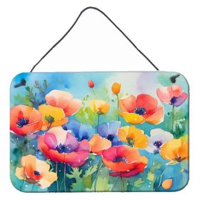NEW Anemones in Watercolor Wall or Door Hanging Prints Aluminum Metal Sign Kitchen Wall Bar Bathroom Plaque Home Decor, 8HX12W, Multicolor