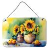 NEW Sunflowers in Watercolor Wall or Door Hanging Prints Aluminum Metal Sign Kitchen Wall Bar Bathroom Plaque Home Decor, 8HX12W, Multicolor