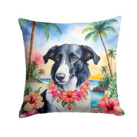 Borzoi Luau Throw Pillow Machine Washable, Indoor Outdoor Decorative Pillow for Couch, Bed or Patio, 14Hx14W