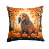 Bloodhound Fall Throw Pillow Machine Washable, Indoor Outdoor Decorative Pillow for Couch, Bed or Patio, 14Hx14W