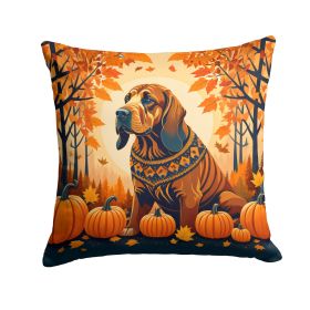 Bloodhound Fall Throw Pillow Machine Washable, Indoor Outdoor Decorative Pillow for Couch, Bed or Patio, 14Hx14W