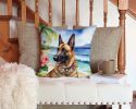 Belgian Malinois Luau Throw Pillow Machine Washable, Indoor Outdoor Decorative Pillow for Couch, Bed or Patio, 14Hx14W