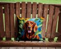 Irish Setter in Sunflowers Throw Pillow Machine Washable, Indoor Outdoor Decorative Pillow for Couch, Bed or Patio, 14Hx14W