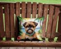 Brussels Griffon Luau Throw Pillow Machine Washable, Indoor Outdoor Decorative Pillow for Couch, Bed or Patio, 14Hx14W