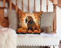 Bloodhound Fall Throw Pillow Machine Washable, Indoor Outdoor Decorative Pillow for Couch, Bed or Patio, 14Hx14W
