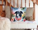 Borzoi Luau Throw Pillow Machine Washable, Indoor Outdoor Decorative Pillow for Couch, Bed or Patio, 14Hx14W