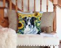 Borzoi in Sunflowers Throw Pillow Machine Washable, Indoor Outdoor Decorative Pillow for Couch, Bed or Patio, 14Hx14W