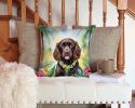 Boykin Spaniel Luau Throw Pillow Machine Washable, Indoor Outdoor Decorative Pillow for Couch, Bed or Patio, 14Hx14W