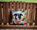 Borzoi Luau Throw Pillow Machine Washable, Indoor Outdoor Decorative Pillow for Couch, Bed or Patio, 14Hx14W