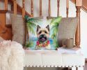 Cairn Terrier Luau Throw Pillow Machine Washable, Indoor Outdoor Decorative Pillow for Couch, Bed or Patio, 14Hx14W