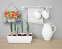 NEW Chrysanthemums in Watercolor Wall or Door Hanging Prints Aluminum Metal Sign Kitchen Wall Bar Bathroom Plaque Home Decor, 8HX12W, Multicolor
