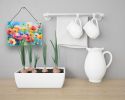 NEW Anemones in Watercolor Wall or Door Hanging Prints Aluminum Metal Sign Kitchen Wall Bar Bathroom Plaque Home Decor, 8HX12W, Multicolor