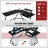 L Shaped Computer Desk Home Office Workstation with Movable Monitor Stand