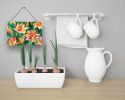 NEW Lilies in Watercolor Wall or Door Hanging Prints Aluminum Metal Sign Kitchen Wall Bar Bathroom Plaque Home Decor, 8HX12W, Multicolor