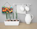 NEW Tulips in Watercolor Wall or Door Hanging Prints Aluminum Metal Sign Kitchen Wall Bar Bathroom Plaque Home Decor, 8HX12W, Multicolor