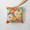 Chrysanthemums in Watercolor Throw Pillow Machine Washable, Indoor Outdoor Decorative Pillow for Couch, Bed or Patio, 18Hx18W