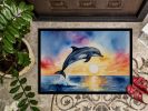 Dolphin Leaping at Sunrise Doormat Front Door Mat Indoor Outdoor Rugs for Entryway, Non Slip Washable Low Pile, 24H X 36W