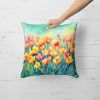 Freesias in Watercolor Throw Pillow Machine Washable, Indoor Outdoor Decorative Pillow for Couch, Bed or Patio, 18Hx18W