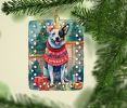 Australian Cattle Dog Christmas Porcelain Ornament Christmas Tree Hanging Decorations for Home Christmas Holiday, Rectangle, Gift, Multicolor