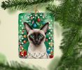 Colorpoint Shorthair Cat By the Christmas Tree Porcelain Ornament Christmas Tree Hanging Decorations for Home Christmas Holiday, Rectangle, Gift