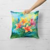 Lilies in Watercolor Throw Pillow Machine Washable, Indoor Outdoor Decorative Pillow for Couch, Bed or Patio, 18Hx18W