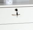 Five drawer chest Metal handles Locking Top drawer Metal Glide rails White Melamine Laminate