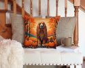 Afghan Hound Fall Throw Pillow Machine Washable, Indoor Outdoor Decorative Pillow for Couch, Bed or Patio, 14Hx14W