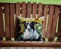 Borzoi in Sunflowers Throw Pillow Machine Washable, Indoor Outdoor Decorative Pillow for Couch, Bed or Patio, 14Hx14W