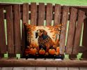 Bloodhound Fall Throw Pillow Machine Washable, Indoor Outdoor Decorative Pillow for Couch, Bed or Patio, 14Hx14W