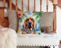Bloodhound Luau Throw Pillow Machine Washable, Indoor Outdoor Decorative Pillow for Couch, Bed or Patio, 14Hx14W