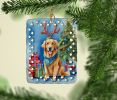 Golden Retriever Christmas Reindeer Porcelain Ornament Christmas Tree Hanging Decorations for Home Christmas Holiday, Rectangle, Gift, Multicolor