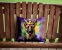 Belgian Malinois King of Mardi Gras Throw Pillow Machine Washable, Indoor Outdoor Decorative Pillow for Couch, Bed or Patio, 14Hx14W