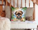 Brussels Griffon Luau Throw Pillow Machine Washable, Indoor Outdoor Decorative Pillow for Couch, Bed or Patio, 14Hx14W