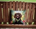 Boykin Spaniel Luau Throw Pillow Machine Washable, Indoor Outdoor Decorative Pillow for Couch, Bed or Patio, 14Hx14W