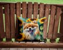 Pomeranian in Sunflowers Throw Pillow Machine Washable, Indoor Outdoor Decorative Pillow for Couch, Bed or Patio, 14Hx14W