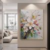 Hand Painted Oil Painting Abstract Original Flower Oil Painting On Canvas Large Wall Art Original White Floral Painting Floral Custom Painting Living