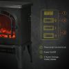HOMCOM 18" Electric Fireplace Stove, Freestanding Fireplace Heater with Realistic LED Flame, Adjustable Temperature, Overheat Protection, 750W/1500W