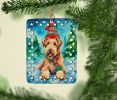 Airedale Terrier Christmas Porcelain Ornament Christmas Tree Hanging Decorations for Home Christmas Holiday, Rectangle, Gift, Multicolor